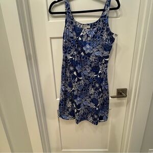 Tommy Bahama Blue and White Sleeveless Sundress Small